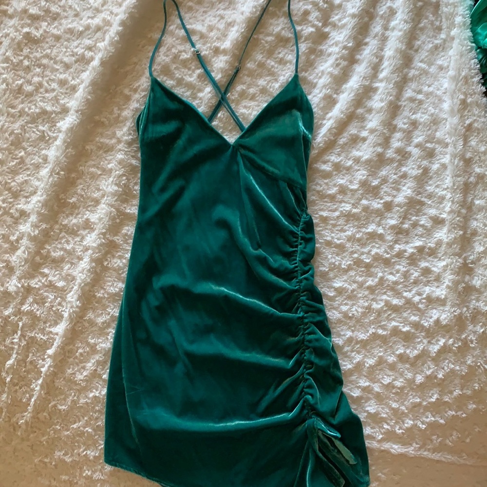 Green velvet clubbing dress